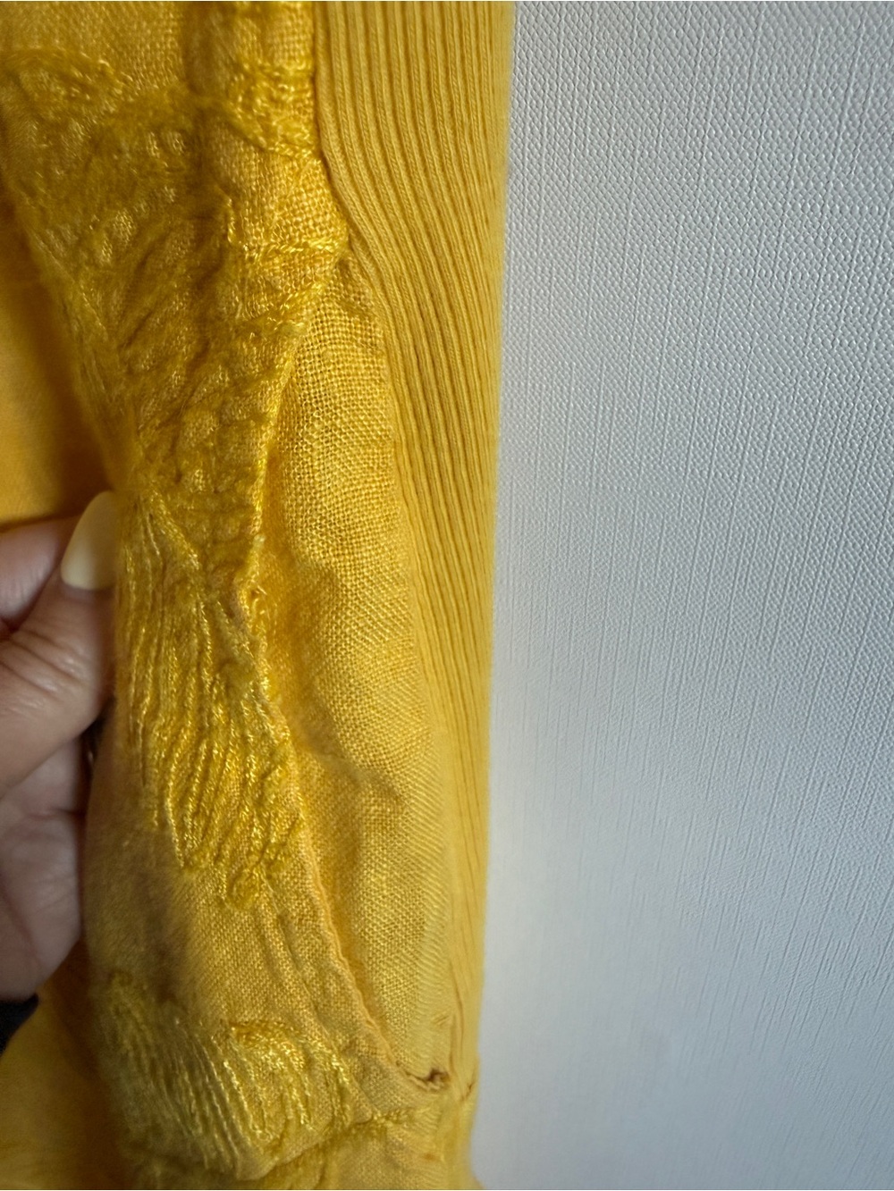 Lina Tomei Italian Linen Blend Mustard Embroidered Shift Dress M - Picture 2 of 7